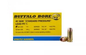 Buffalo Bore Standard Pressure Barnes TAC-XP Lead Free 40 S&W Ammo 125 gr 20 Round Box - 23D/20