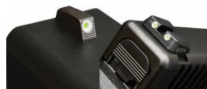 Hiviz Tritium Nitesight Set For Glock 45ACP/10mm/45GAP Green w/White Outline - GLN129