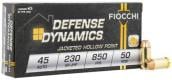 Main product image for Fiocchi Defense Dynamics  45 ACP Ammo  Jacketed Hollow Point 230gr 50 Round Box