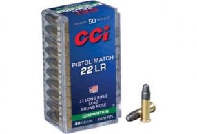 CCI Pistol Match .22LR 40gr LRN 50ct Box - 0051