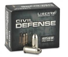 Liberty Civil Defense Hollow Point 40 S&W Ammo 60 gr 20 Round Box - 40SW
