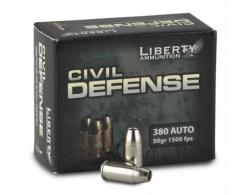 Liberty Civil Defense Hollow Point 380 ACP Ammo 50 gr 20 Round Box - lacd380023
