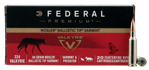 Federal Premium V- Shok 224 Valkyrie 60 gr Nosler Ballistic Tip (NBT) 20 Bx/ 10 Cs