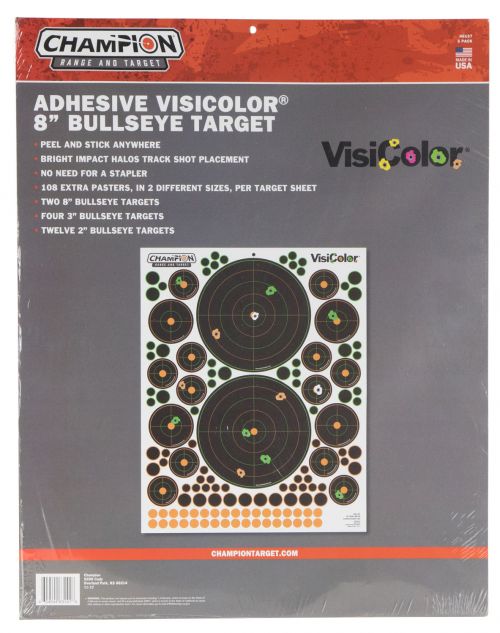 Champion Targets VisiColor Variety Pack Self-Adhesive Paper Bullseye Orange/Black 5 Pack