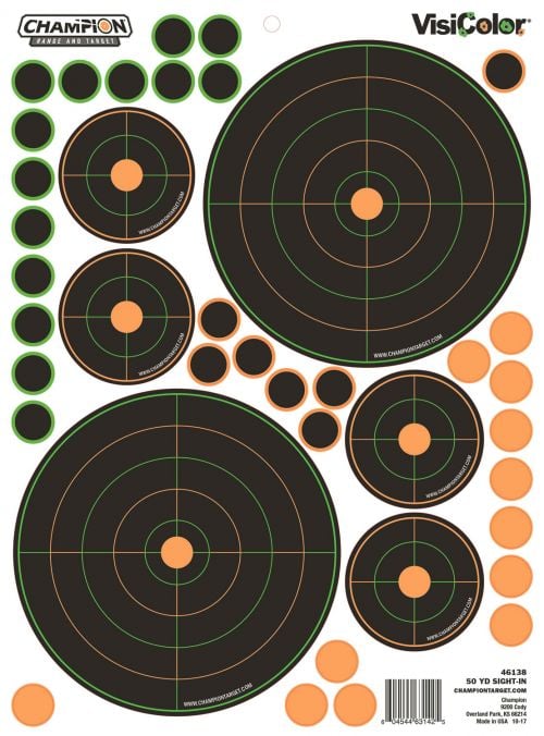 Champion Targets VisiColor Adhesive Targets Bullseye/Sight-In Variety 5PK
