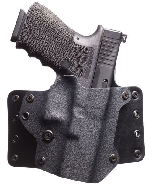 BlackPoint Leather Wing Black Kydex Holster w/Leather Wings OWB fits For Glock 19, 23 Right Hand