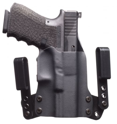 BlackPoint Mini Wing Black Kydex Holster w/Leather Wings IWB fits For Glock 19, 23 Right Hand