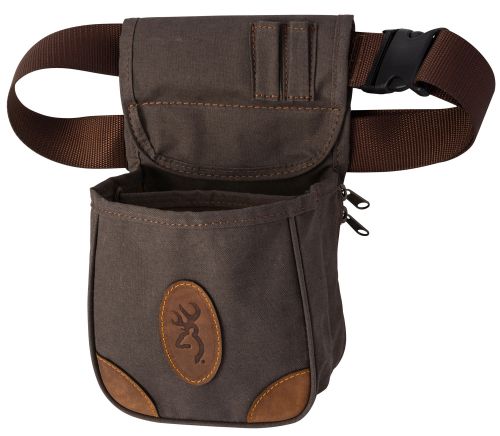 Browning Lona Shell Pouch Flint Canvas Body w/Brown Leather Accents Adjustable