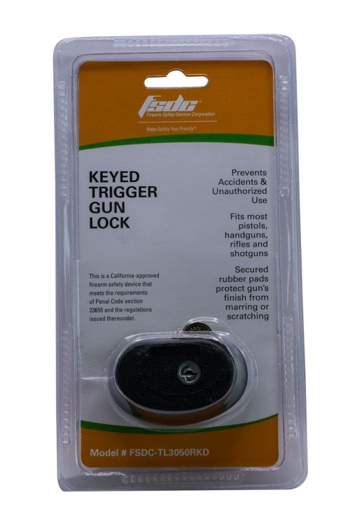 FSDC Trigger Lock Open With Key Black Steel Firearm Fit- Handgun/Rifle/Shotgun