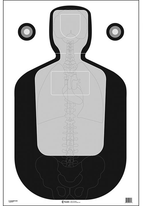 Action Target TQ-19 Qualification Target Silhouette/Vitals Hanging Paper Target 23 x 35 100 Per Box