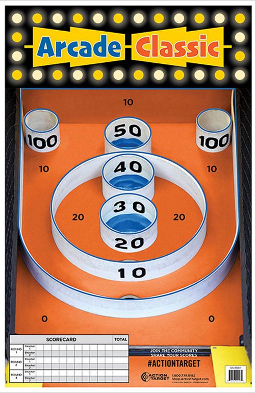 ACTION TARGET INC GS-SKEE-1000 Action Skee-Ball Hanging Paper 23 x 35 Arcade Game White/Blue/Orange/Black 100 Per Box