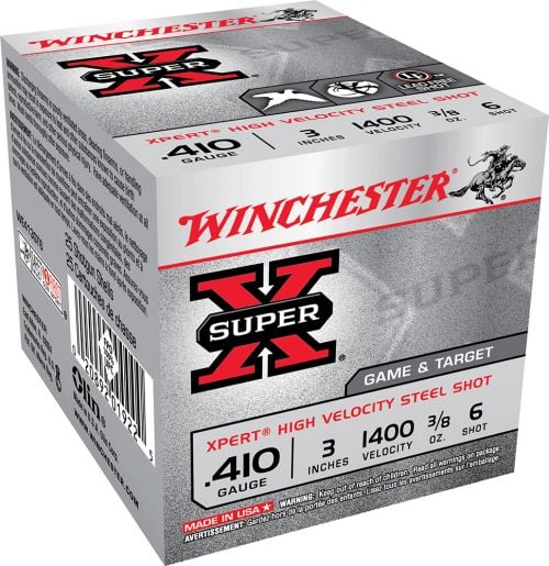 Winchester Super X Xpert High Velocity 410 Gauge Ammo  3 3/8 oz  #6 Shot 25rd box