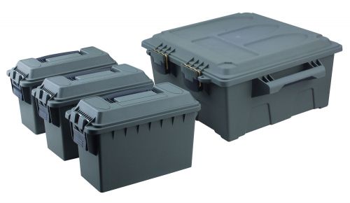 Reliant 4-Piece Ammo Box 30 Cal 3 Ammo Box, 1 Ammo Crate Green Plastic (Empty Boxes)