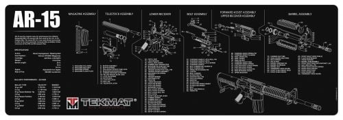 TekMat Original Cleaning Mat AR-15 Parts Diagram 12 x 36 Black