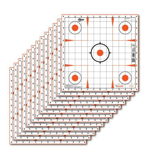 Allen EZ Aim Paper 12 x 12 Sight-In Grid White/Orange 12 Per Pack