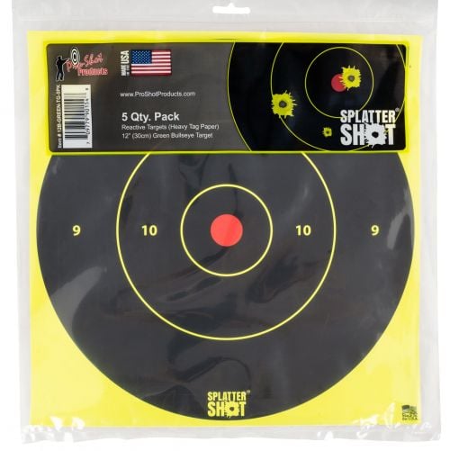 Pro-Shot SplatterShot Adhesive Paper 12 Bullseye Black/Green 5 Pack