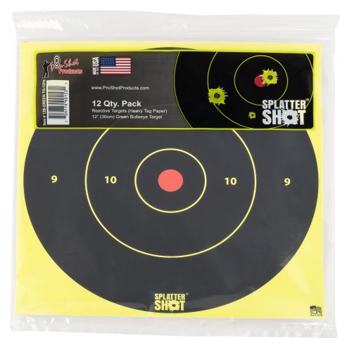 Pro-Shot SplatterShot Adhesive Paper 12 Bullseye Black/Green 12 Per Pack