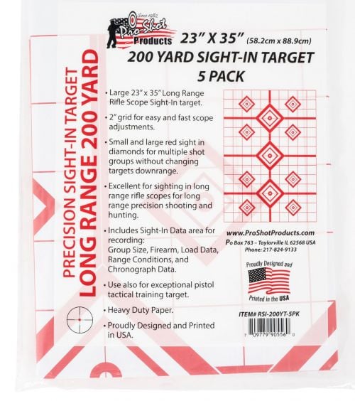 Pro-Shot Rifle Sight-In Paper 23 x 35 Diamond Red/White 5 Pack