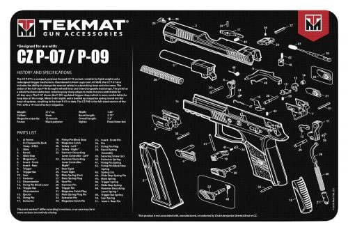 TekMat Original Cleaning Mat CZ P07/P09 Parts Diagram 11 x 17