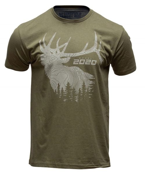 Springfield Armory 2020 Elk Mens T-Shirt Military Green Short Sleeve Small