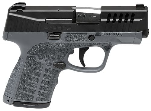 Savage Arms 67043 Stance 9mm Luger 3.20 10+1,7+1 Gray Frame with Black Nitride Stainless Steel Ported Slide, Textured Interchan