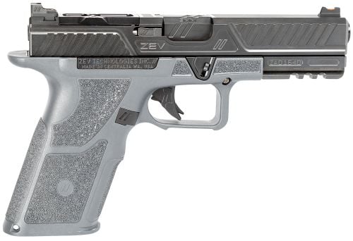 ZEV OZ9 Combat 9mm Luger 4.49 17+1 (2) Combat Gray Frame Black Steel Slide with Optics Cut Aggressive Textured Co