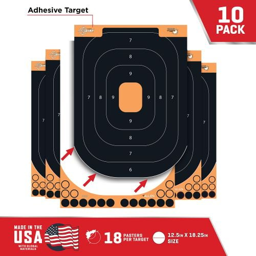 EZ-Aim Splash Shooting Target Adhesive Paper Orange with Oval Black Target 12 W x 18 H 10 Per Pkg