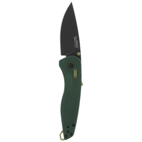 S.O.G Aegis AT 3.13 Folding Drop Point Plain Titanium Nitride Cryo D2 Steel Blade GRN Forest w/Moss Accents Handle
