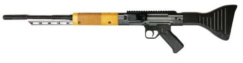 Global Defense FG-9 9mm Caliber with 17 Barrel, Overall Black Metal Finish, Fixed Black Wood Stock & Grip Right