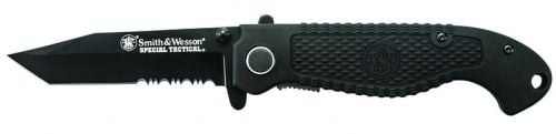 Smith & Wesson Knives Special Tactical 3.50 Folding Part Serrated Stainless Steel Blade 4.60 Black