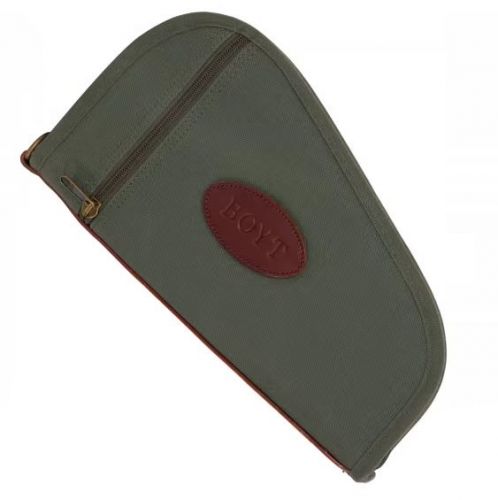 Boyt Harness PP41OD Heart-Shaped Pistol Case made of Waxed Canvas with OD Green Finish, Quilted Flannel Lining