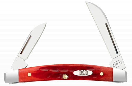 Case Fathers Day Pocket Worn Old Red Bone Small Mirror Polished Blade/Bone Handle Features DAD Engraved on Knife