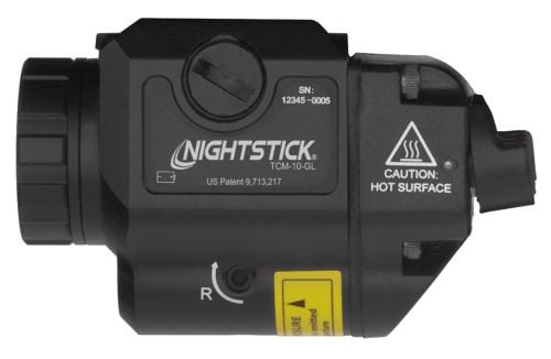 Nightstick TCM10GL TCM-10-GL Compact Tactical Weapon Light w/Laser Black For Handguns 650 Lumens White Light/Green Laser