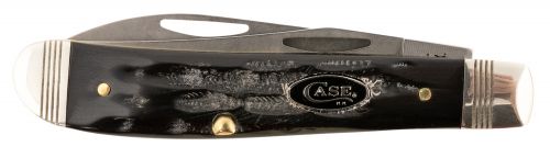 Case 65093 Trapper Mini 2.70/2.74 Folding Clip/Wharncliffe Plain Stonewashed Satin S35VN SS Blade/Rough Black Handle