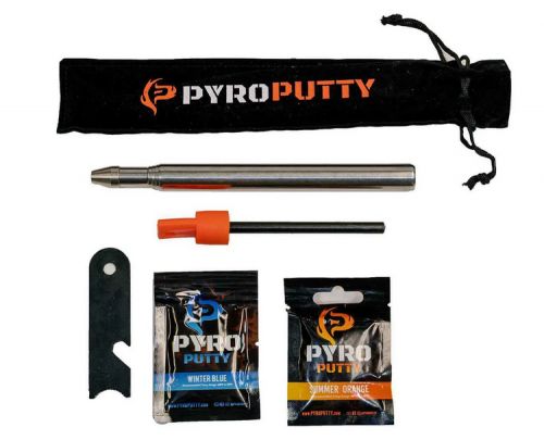 Pyro Putty Telescoping Pocket Fire Bellow Stainless Steel 24 Long Includes Carrying Case/Ferro Rod & Multi-Tool