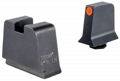 Trijicon GL243C601146 Suppressor/Optic Height Sights- For Glock Slim Frame Black Green Tritium Orange Outline Front Sight Black