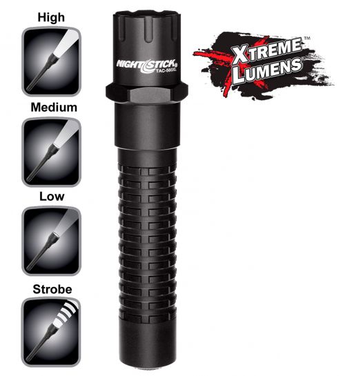 Nightstick Xtreme Lumens Tactical Flashlight 800/350/140 Lumens Cree LED Polymer Black CR123A Lithium Rechargeable