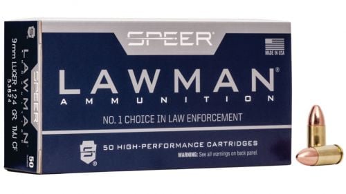 Speer Lawman CleanFire Total Metal Jacket 9mm Ammo 50 Round Box