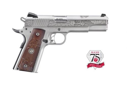 Ruger 75th Anniversary SR1911 .45 ACP 5 Engraved, Custom Wood Grips, 8+1