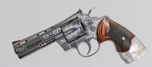 COLT, PYTHON, 4.25,ENGRAVED, ROSEWOOD/PEARL GRIPS, 357 MAG, LIMITED EDITION