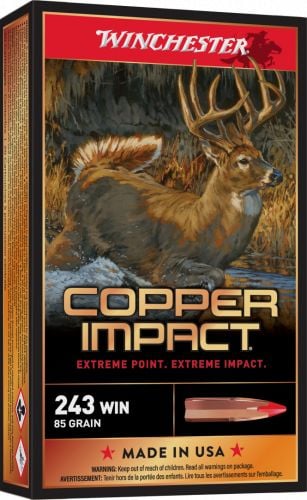 Winchester Copper Impact 243Win 85gr Copper Extreme Point Lead Free 20 Per Box/10 Case