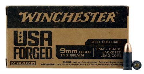 Winchester USA Forged Full Metal Jacket 9mm Ammo 115 gr 50 Round Box