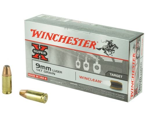 Winchester Super X Winclean Brass Enclosed Base Soft Point 9mm 147gr Ammo 50 Round Box