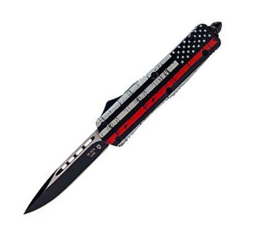 Templar Knife Full Back the Red OTF Knife 3.5 Black SS Plain Drop Point