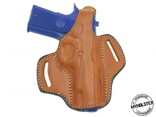 Brown / Right 1911 - 3 inch OWB Thumb Break Right Hand Leather Belt Holster