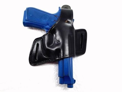 Black Beretta 92FS OWB Thumb Break Compact Style Right Hand Leather Holster