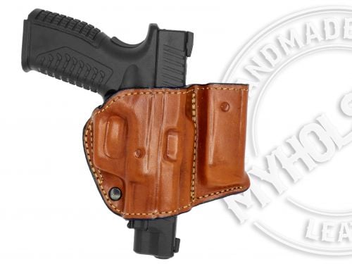 Brown AMT AutoMag II OWB Holster w/ Mag Pouch Leather Holster
