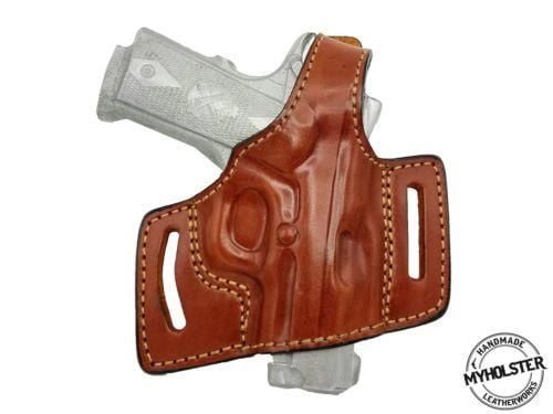 Brown 1911 3 OWB Quick Draw Leather Slide Holster W/Thumb-Break