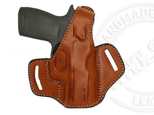 BROWN Sig Sauer P320 Compact 9mm OWB Thumb Break Leather Belt Holster