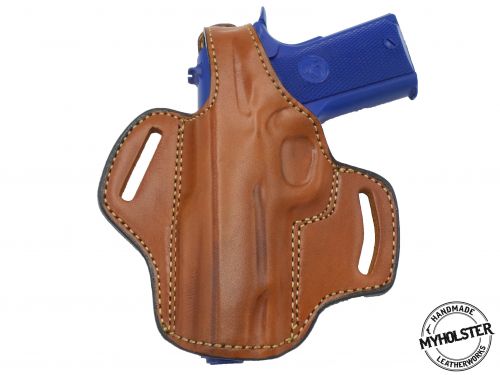 Brown / Left Sig Sauer 1911 FASTBACK EMPEROR SCORPION CARRY 4.2 OWB Thumb Break Right Hand Leather Belt Holster